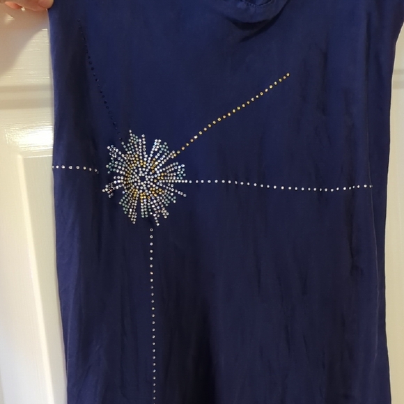 Vintage Y2K Libertine Navy Blue Slip Dress Embelished -Size M- 100% Silk - Picture 3 of 5